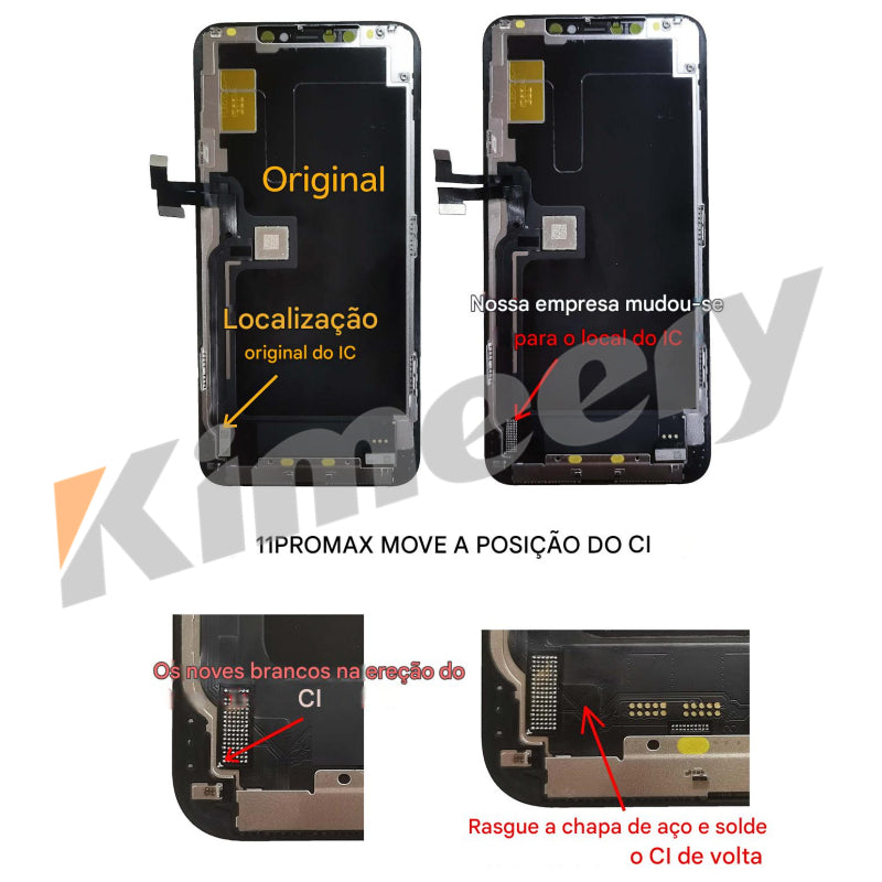 Substituição de tela de telefone HD+ VIVID Troca CI para iPhone 11 Pro Max