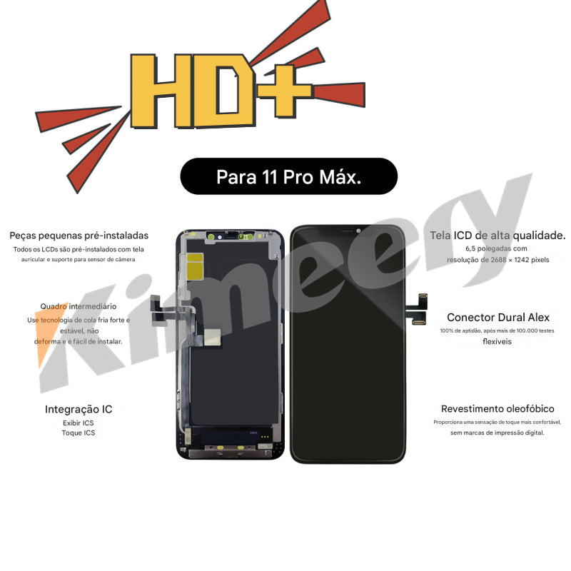 Substituição de tela de telefone HD+ VIVID Troca CI para iPhone 11 Pro Max