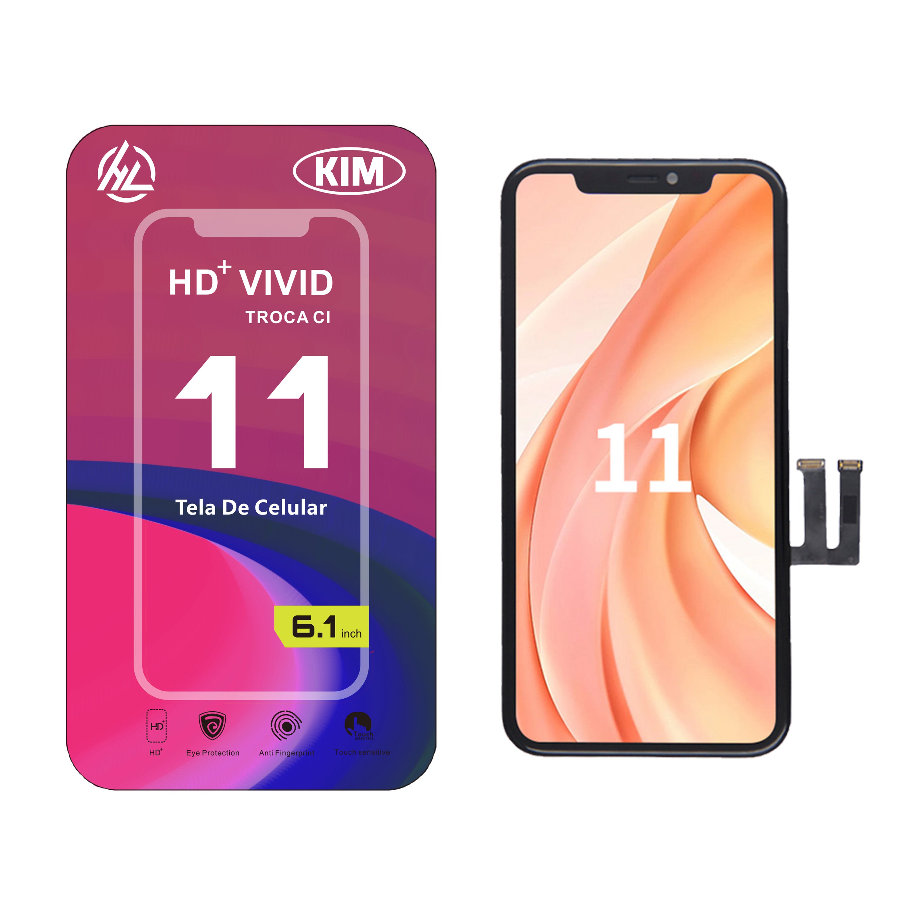 Substituição de tela de telefone HD+ VIVID Troca CI para iPhone 11