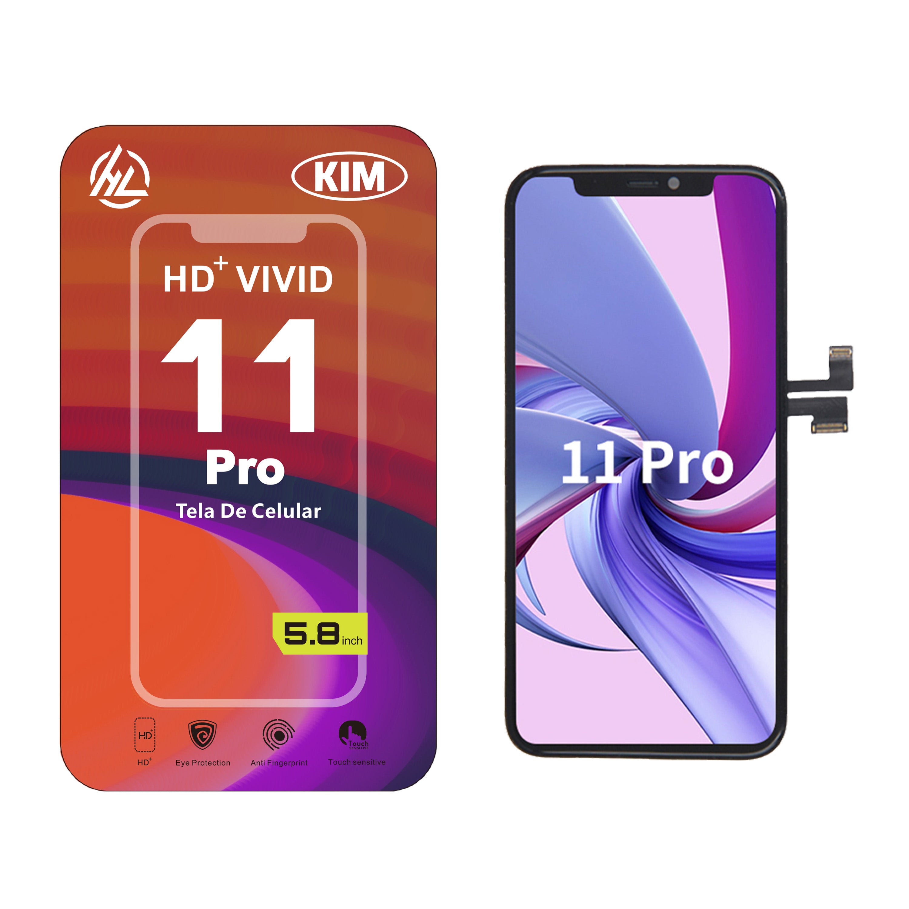 Substituição de tela de telefone HD+ VIVID Troca CI para iPhone 11 Pro