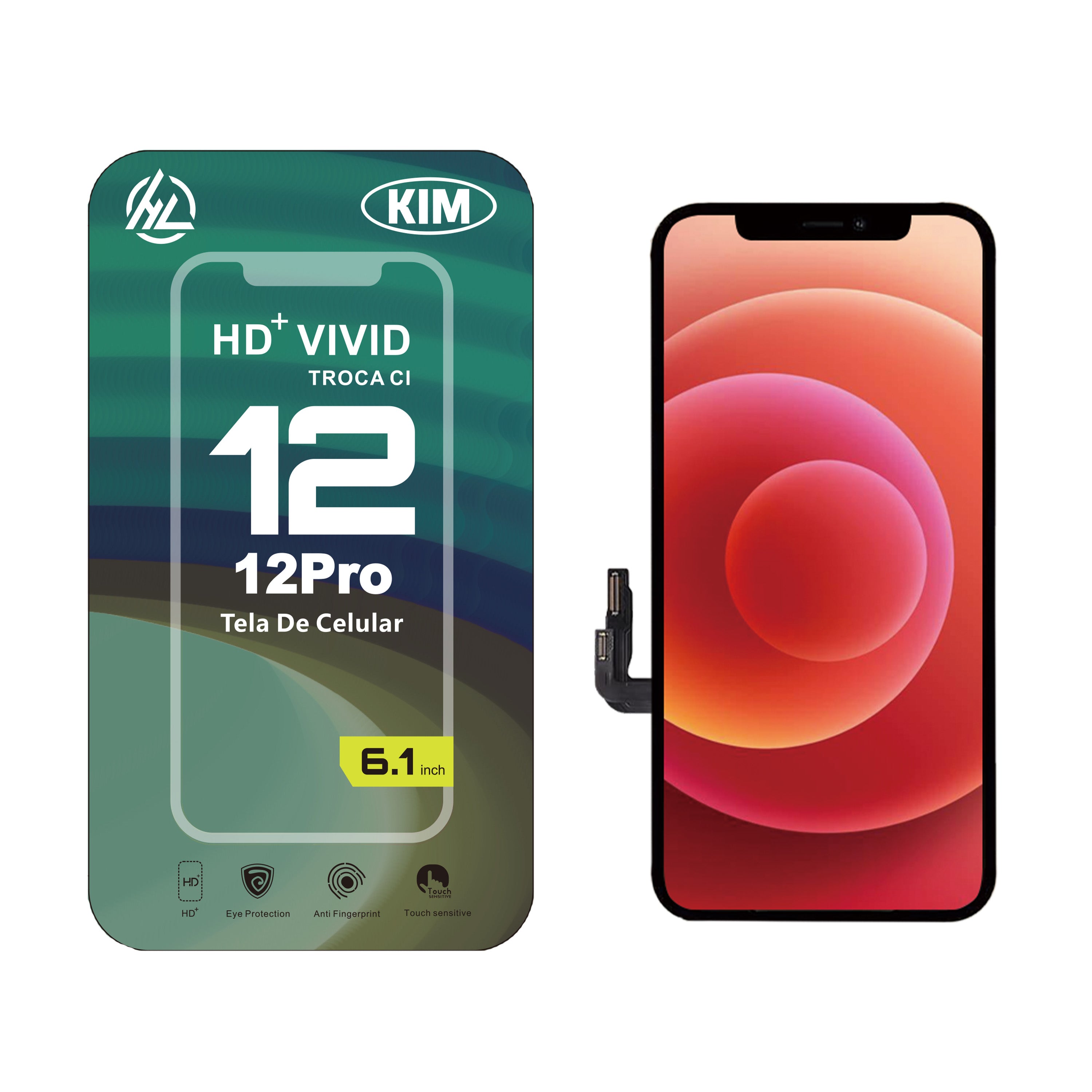 Substituição de tela de telefone HD+ VIVID para iPhone 12 / 12 Pro