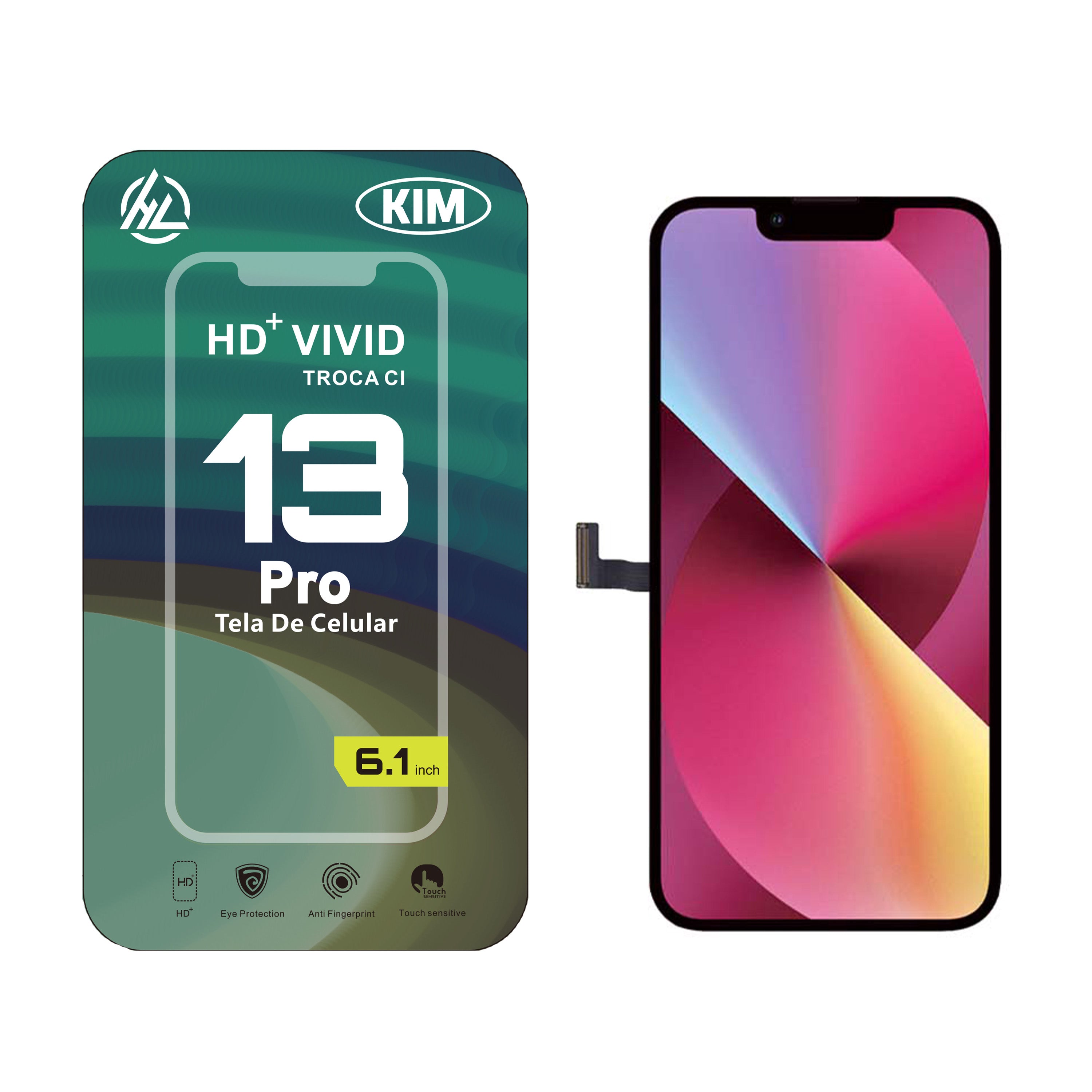 Substituição de tela de telefone HD+ VIVID para iPhone 13 Pro