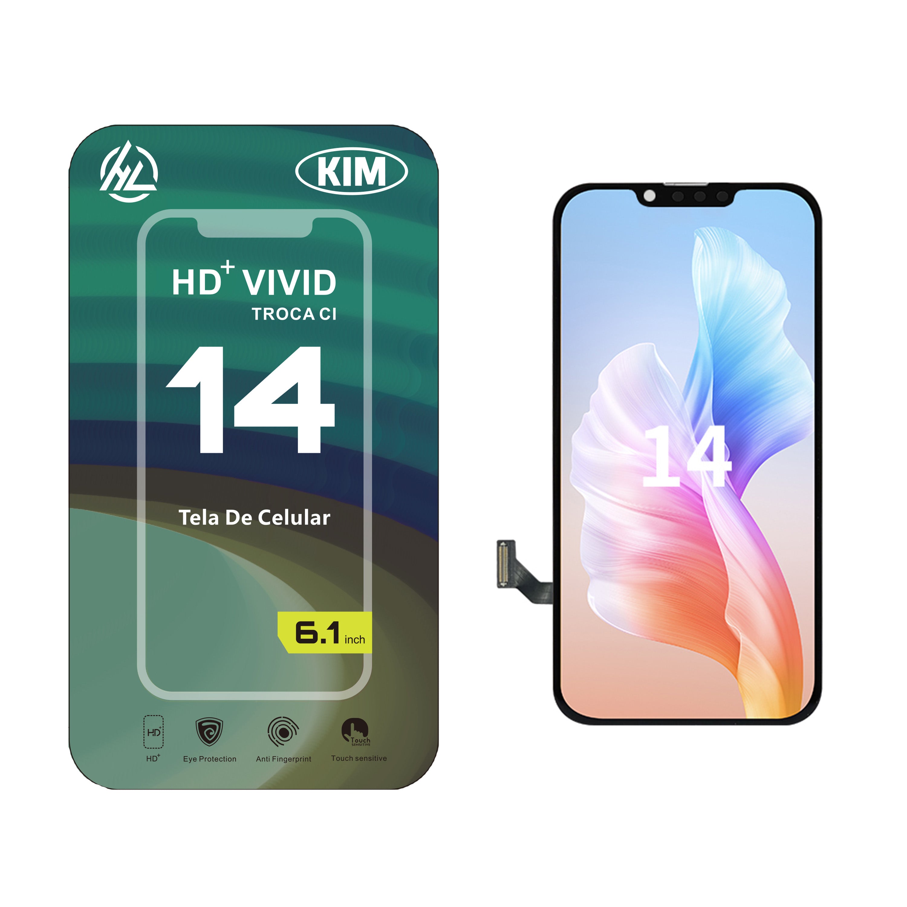 Substituição de tela de telefone HD+ VIVID para iPhone 14
