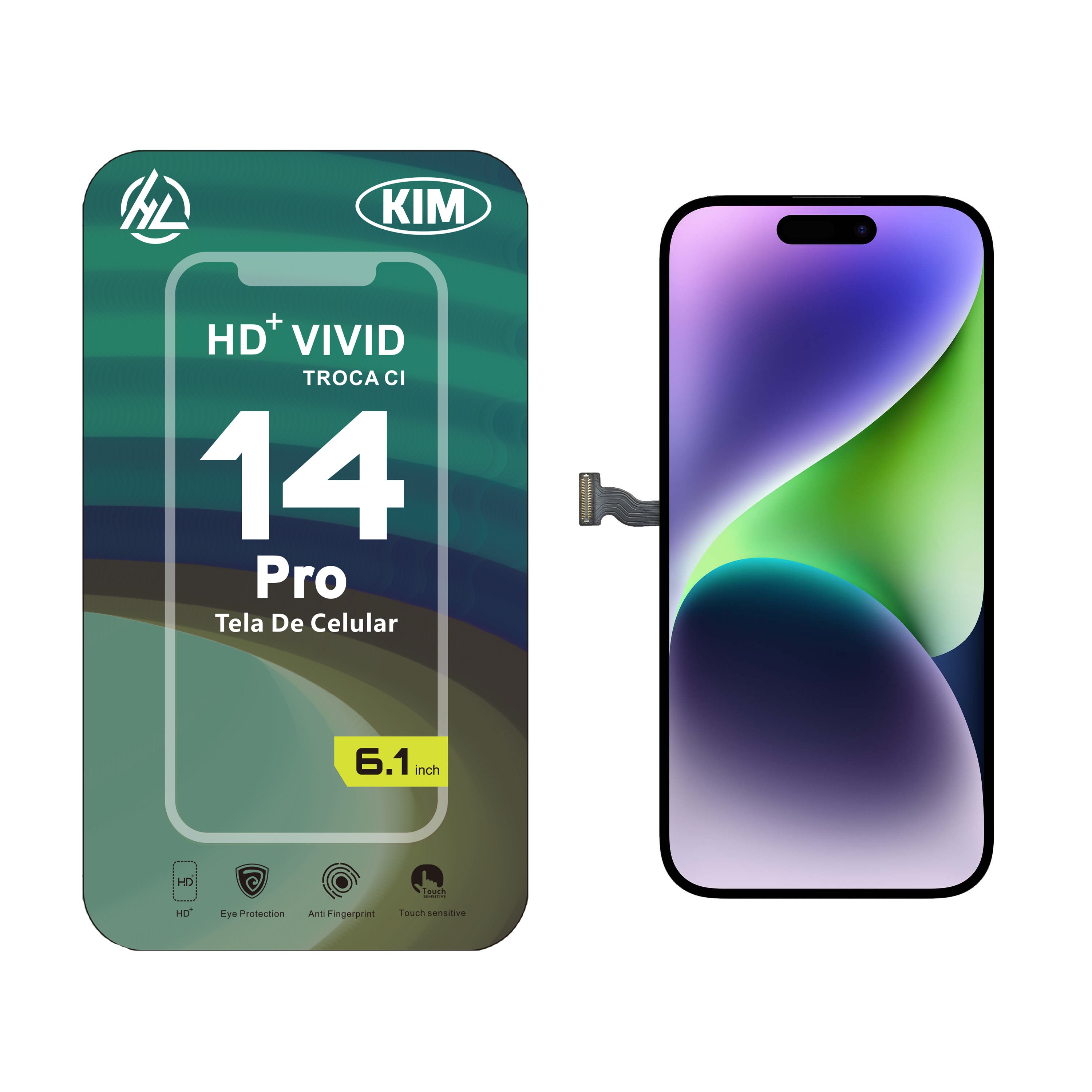 Substituição de tela de telefone HD+ VIVID para iPhone 14 Pro