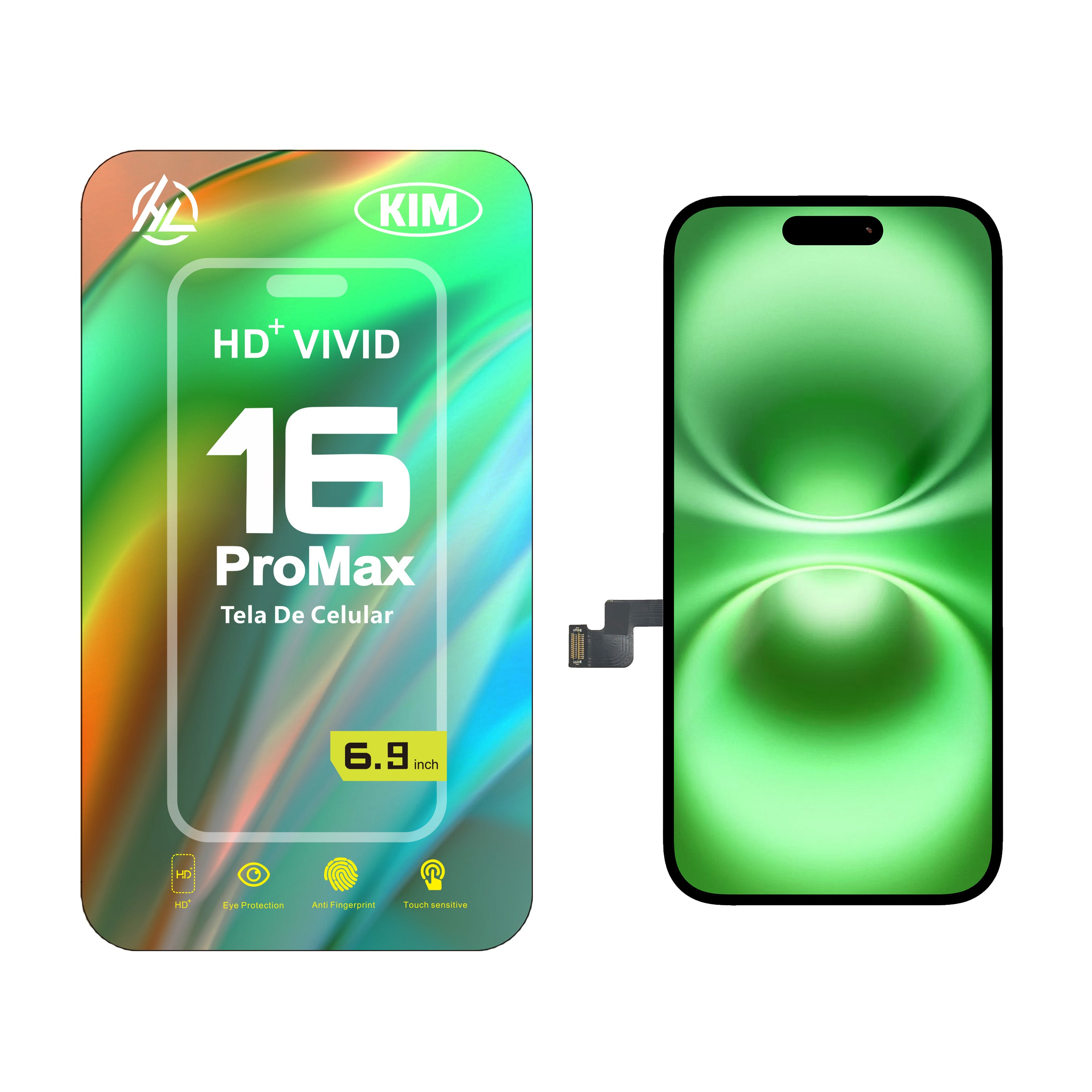 Substituição de tela de telefone HD+ VIVID para iPhone 16 Pro Max