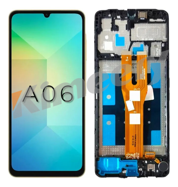 Conjunto de tela LCD com moldura e peças compatíveis com Samsung Galaxy A06