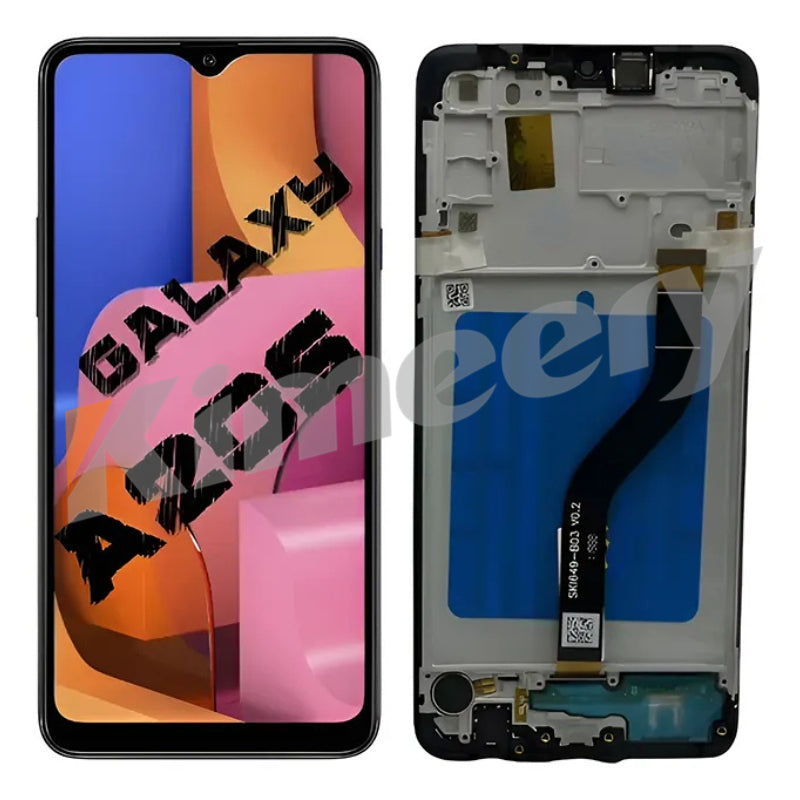 Tela LCD com moldura e peças compatíveis com Samsung Galaxy A20s