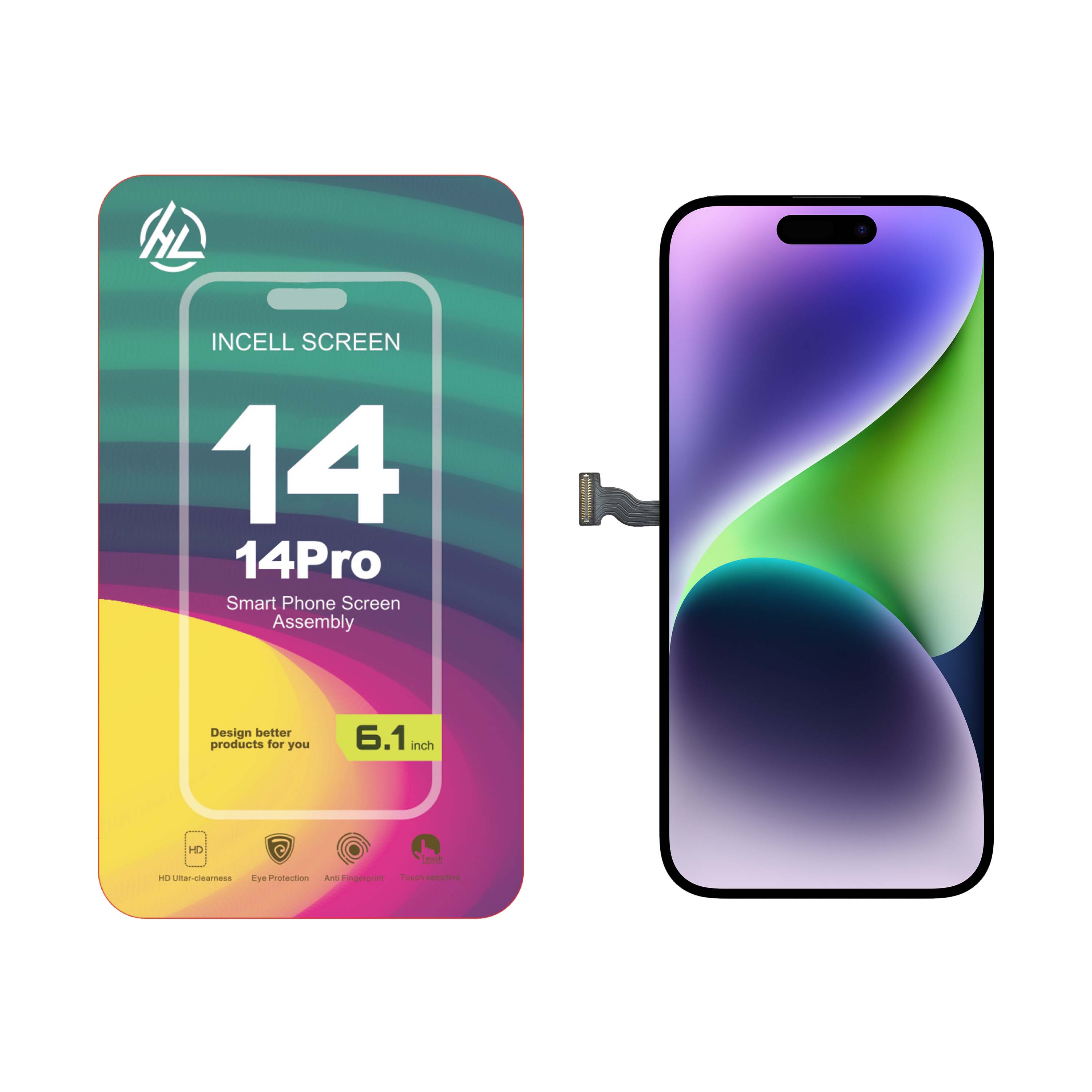 Substituição de tela de telefone HD+ VIVID para iPhone 14 Pro
