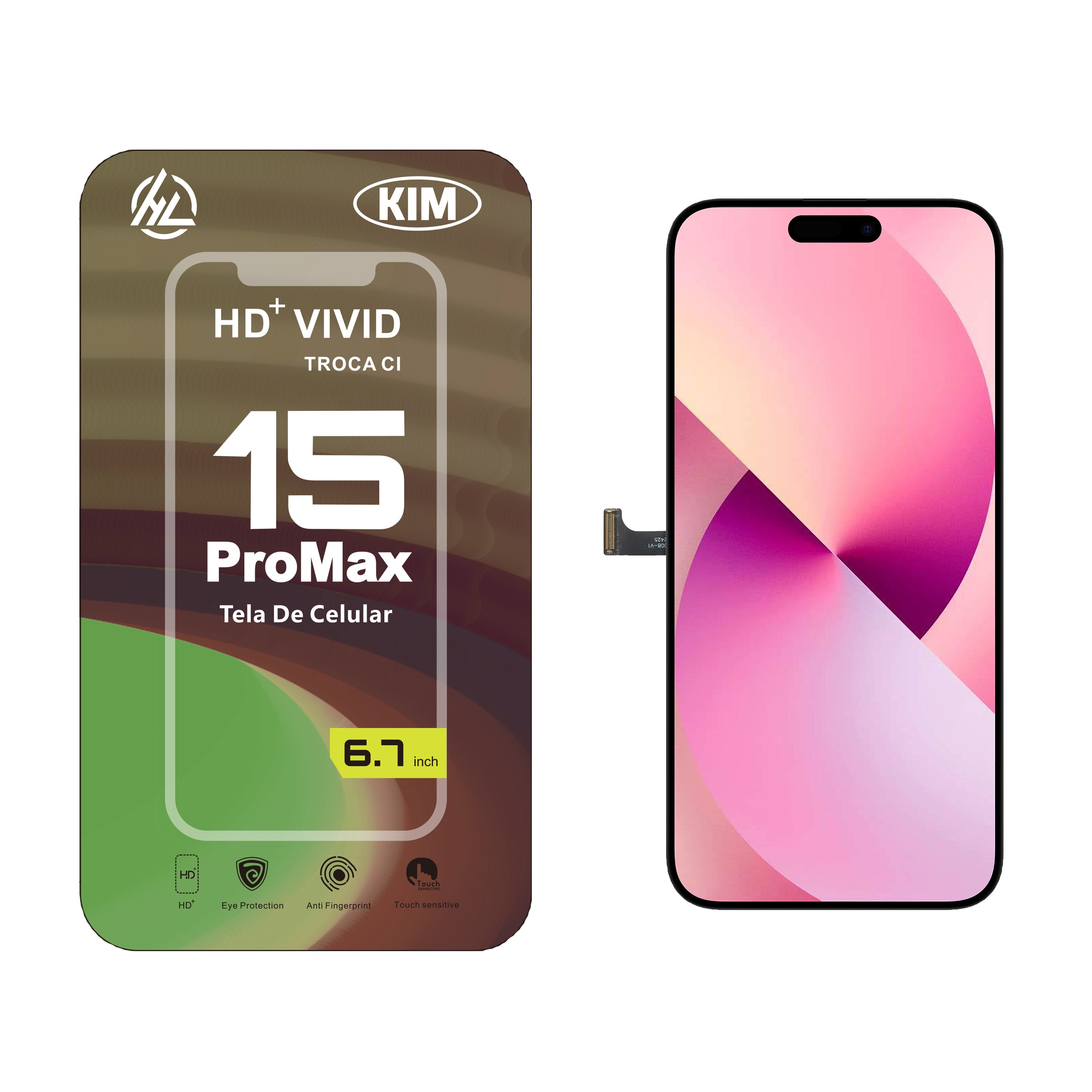 Substituição de tela de telefone HD+ VIVID para iPhone 15 Pro Max