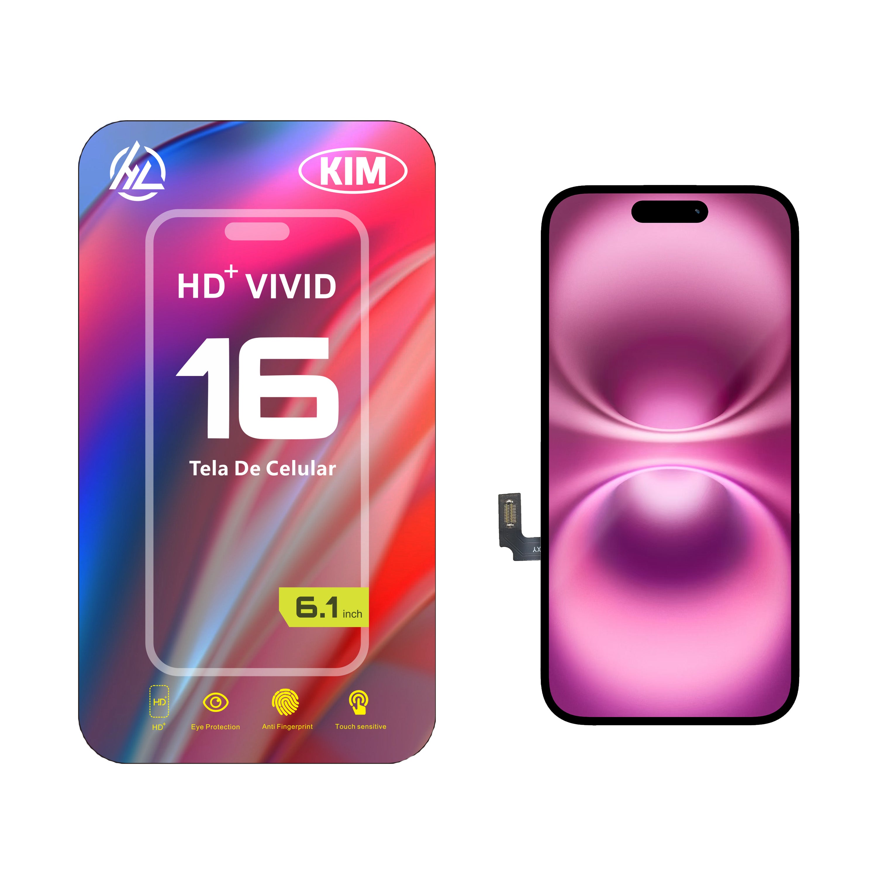 Substituição de tela de telefone HD+ VIVID para iPhone 16