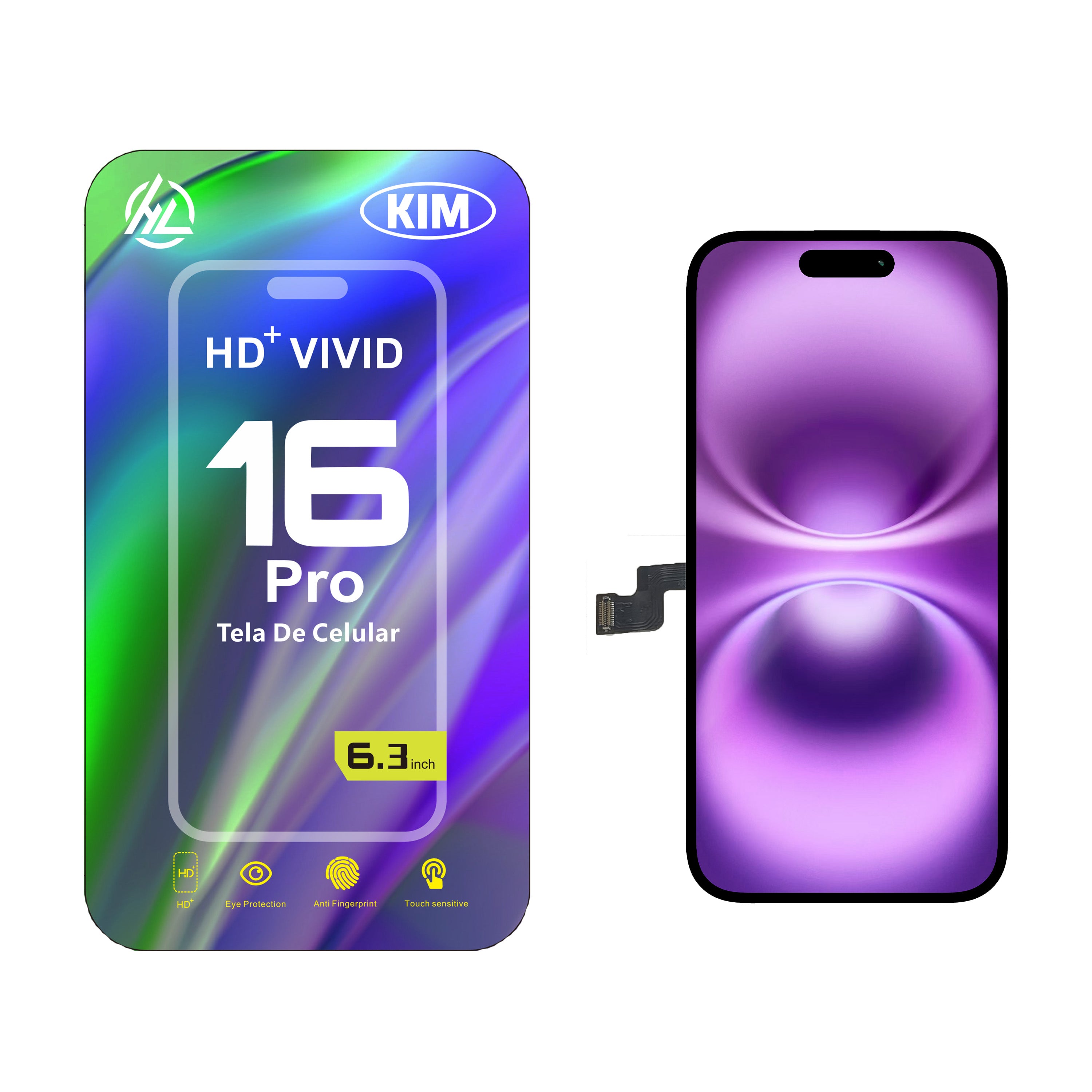 Substituição de tela de telefone HD+ VIVID para iPhone 16 Pro
