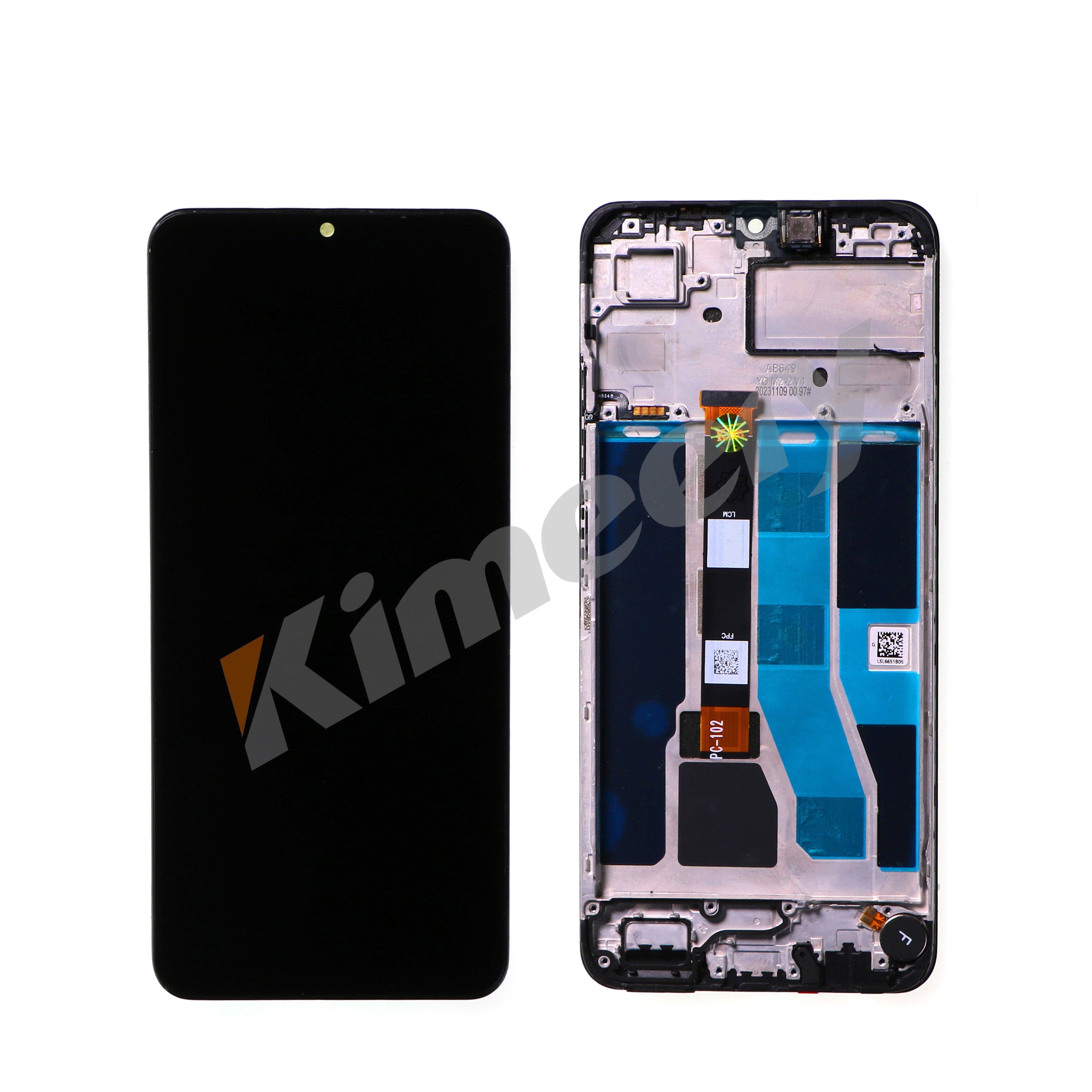 Tela LCD com moldura e peças compatíveis com Realme C53